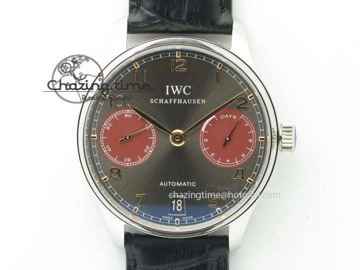 MIROTIME 0116 Portuguese Tourbillon IW5046 RG ZF Best Edition Gray Dial on Black Leather Strap SmoothTexture 7142